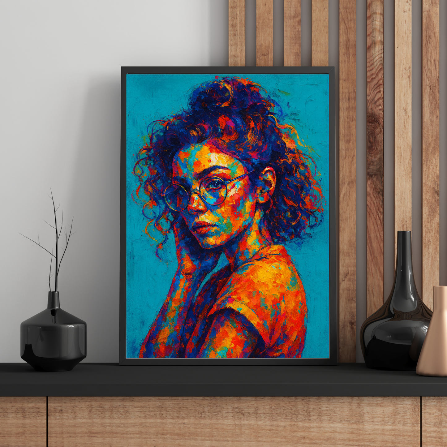 Personalized Abstract Portrait Wooden Framed Poster