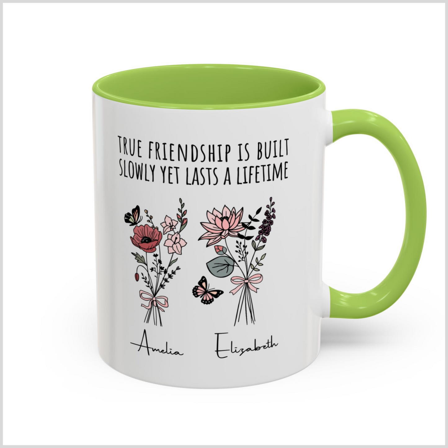 Personalized Friendship Birth Flower Mug for Boy and Girl Friends Gift