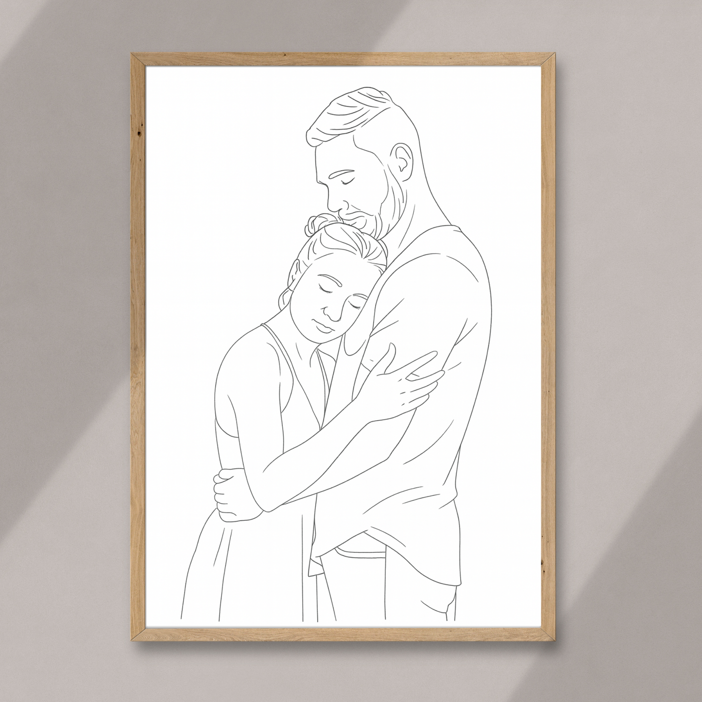 Personalized Family Line Art Wooden Framed Poster