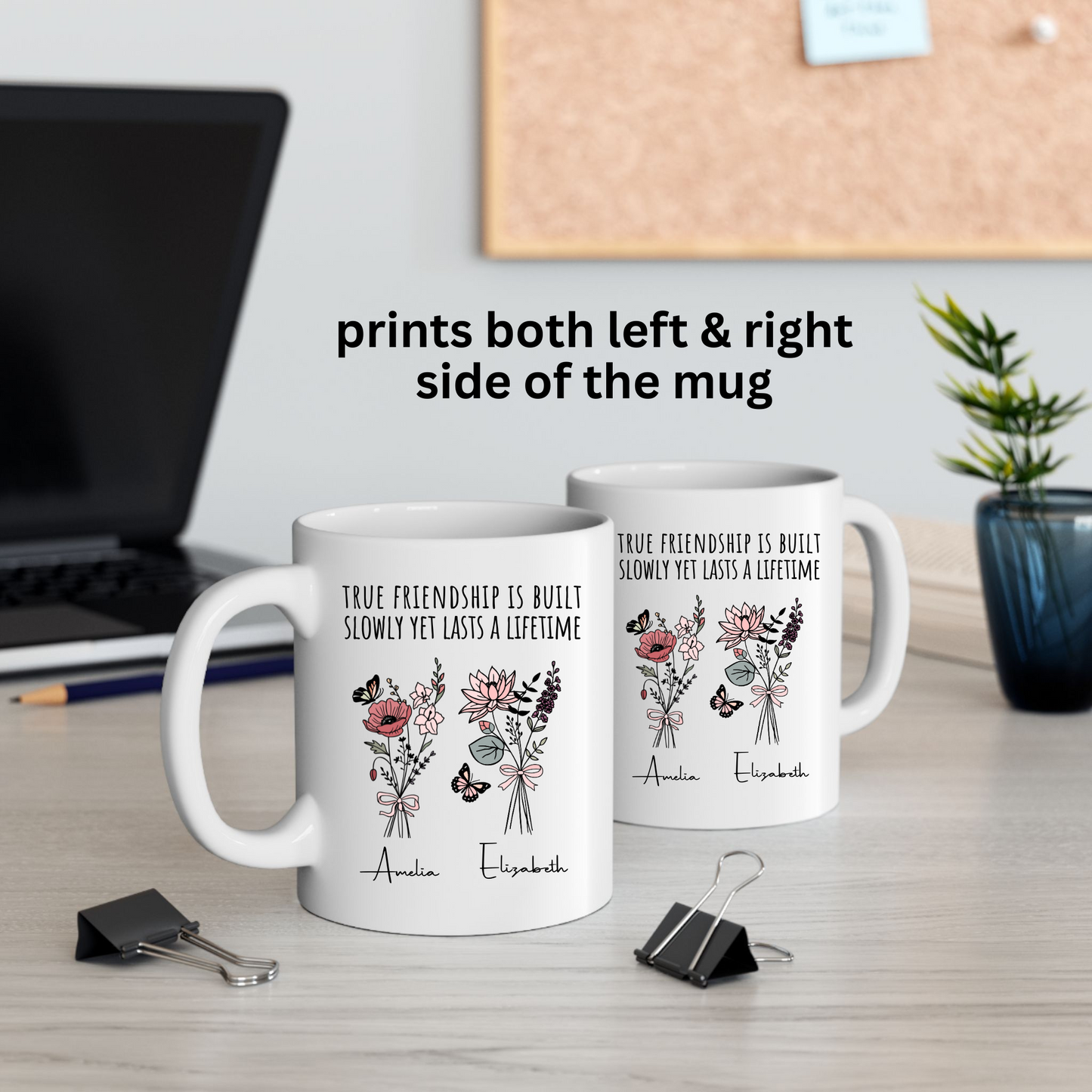 Personalized Friendship Birth Flower Mug for Boy and Girl Friends Gift