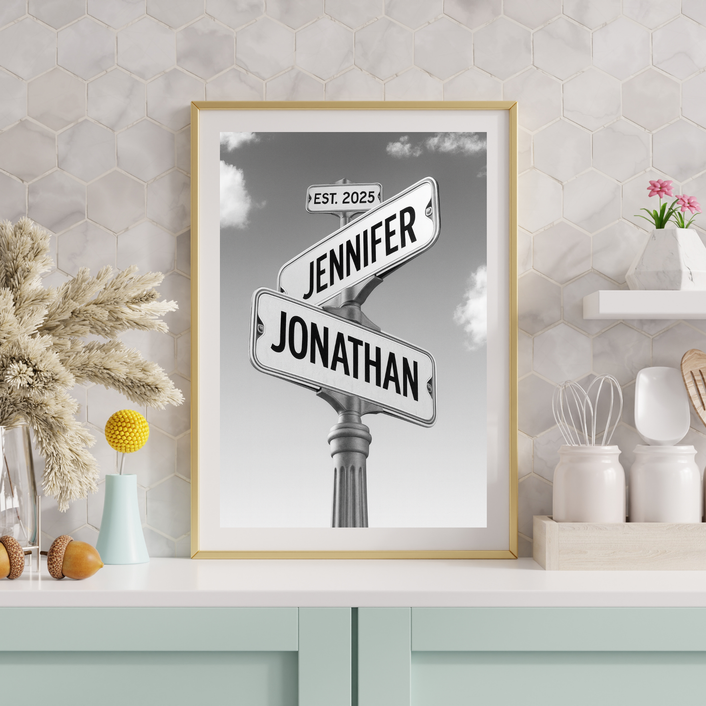Personalized Street Sign Couple Name Art Poster | Wedding Gift