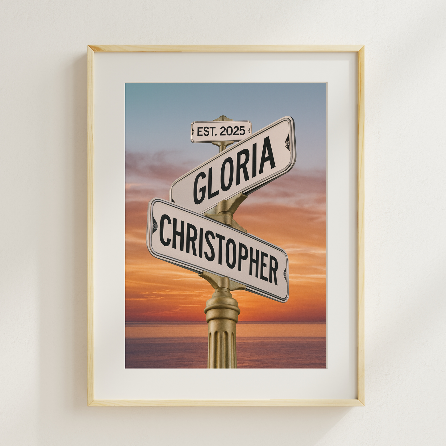 Personalized Street Sign Couple Name Art Poster | Wedding Gift