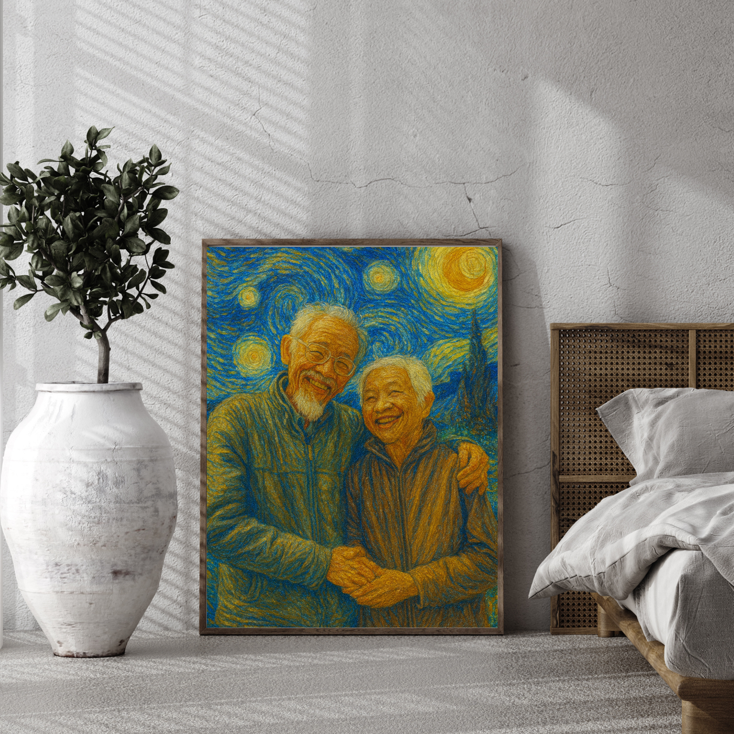 Personalized Van Gogh Starry Night Wooden Framed Poster