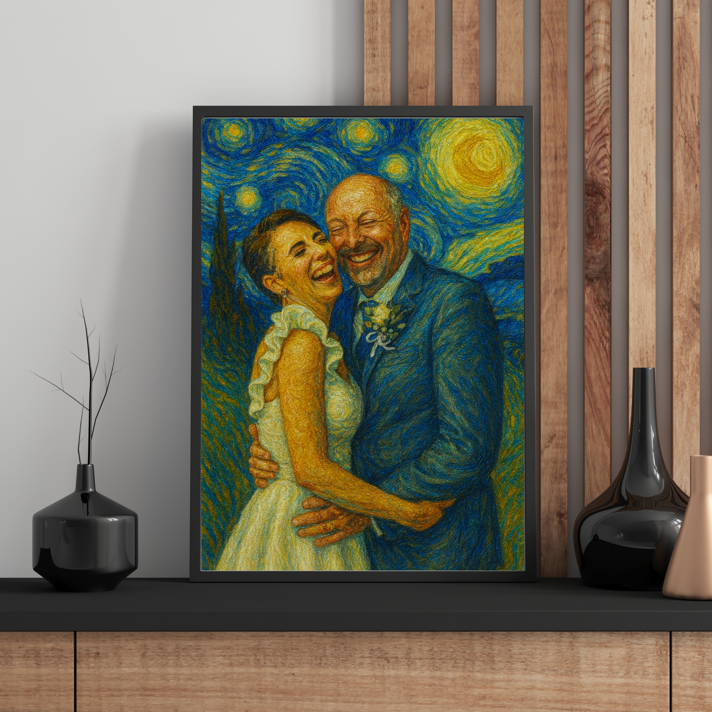 Personalized Van Gogh Starry Night Wooden Framed Poster