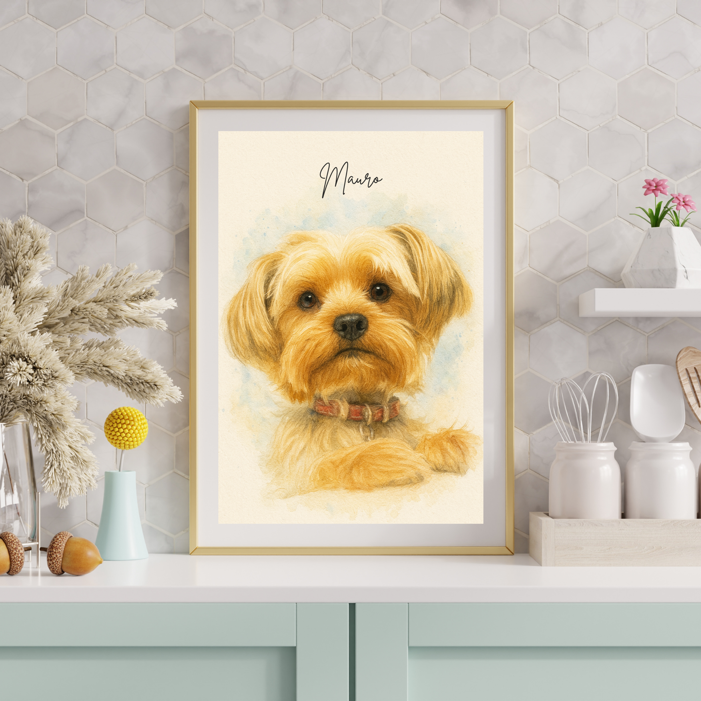 Personalized Watercolor Pet Portrait Poster | Photo to Art