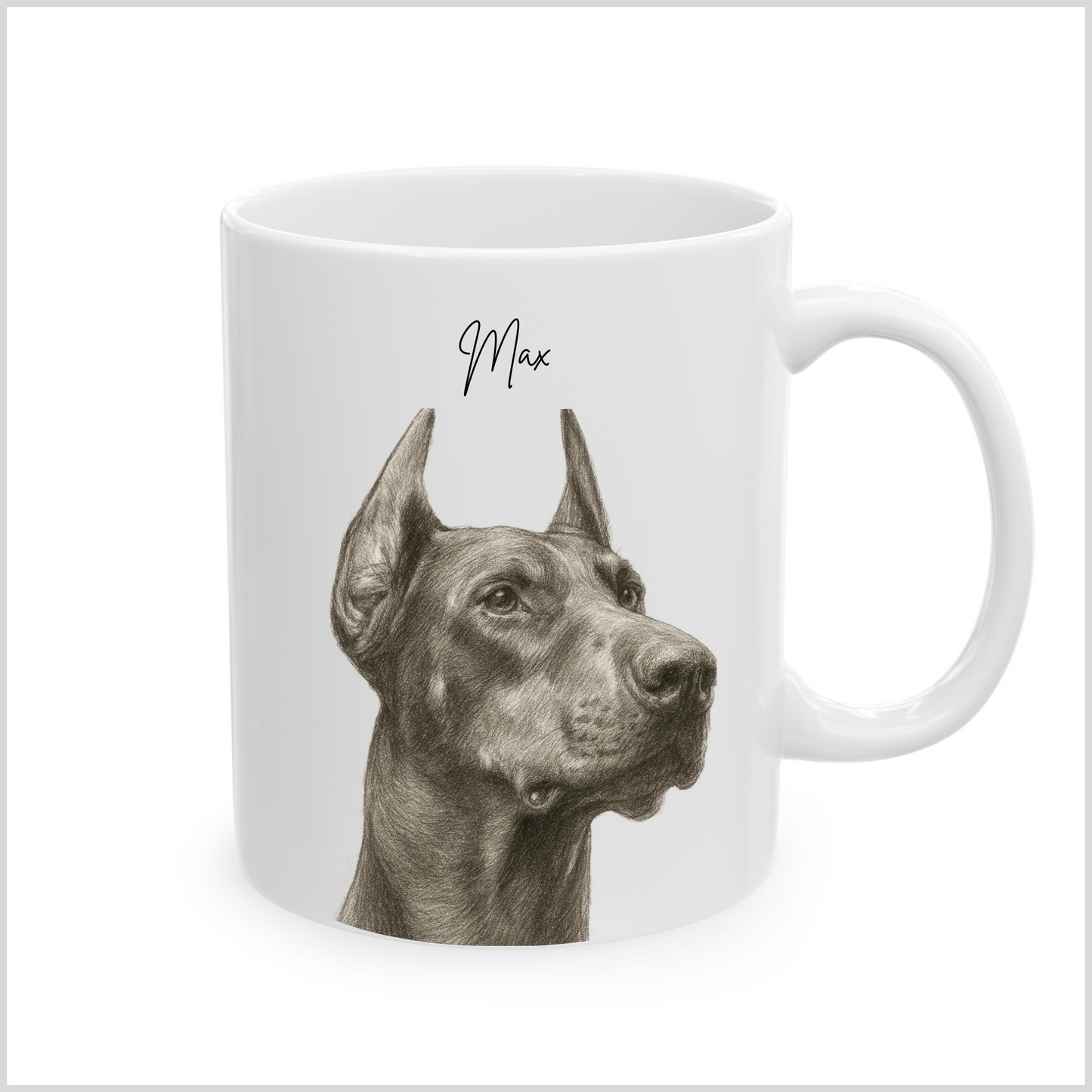 Personalized Sketch Art White Coffee Mug for Your Pet | Photo to Art