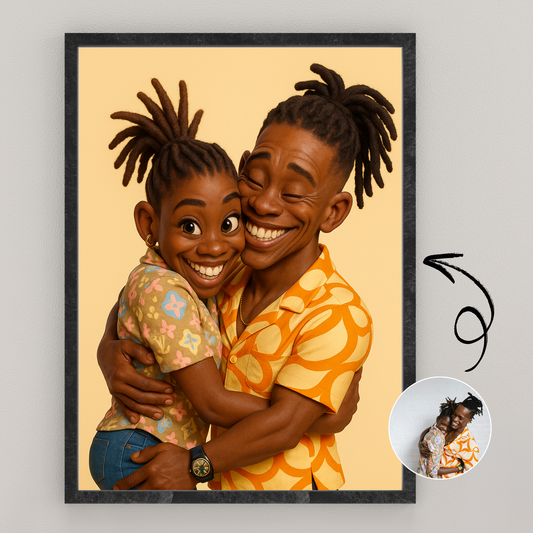 Personalized 3D Caricature Wooden Framed Poster