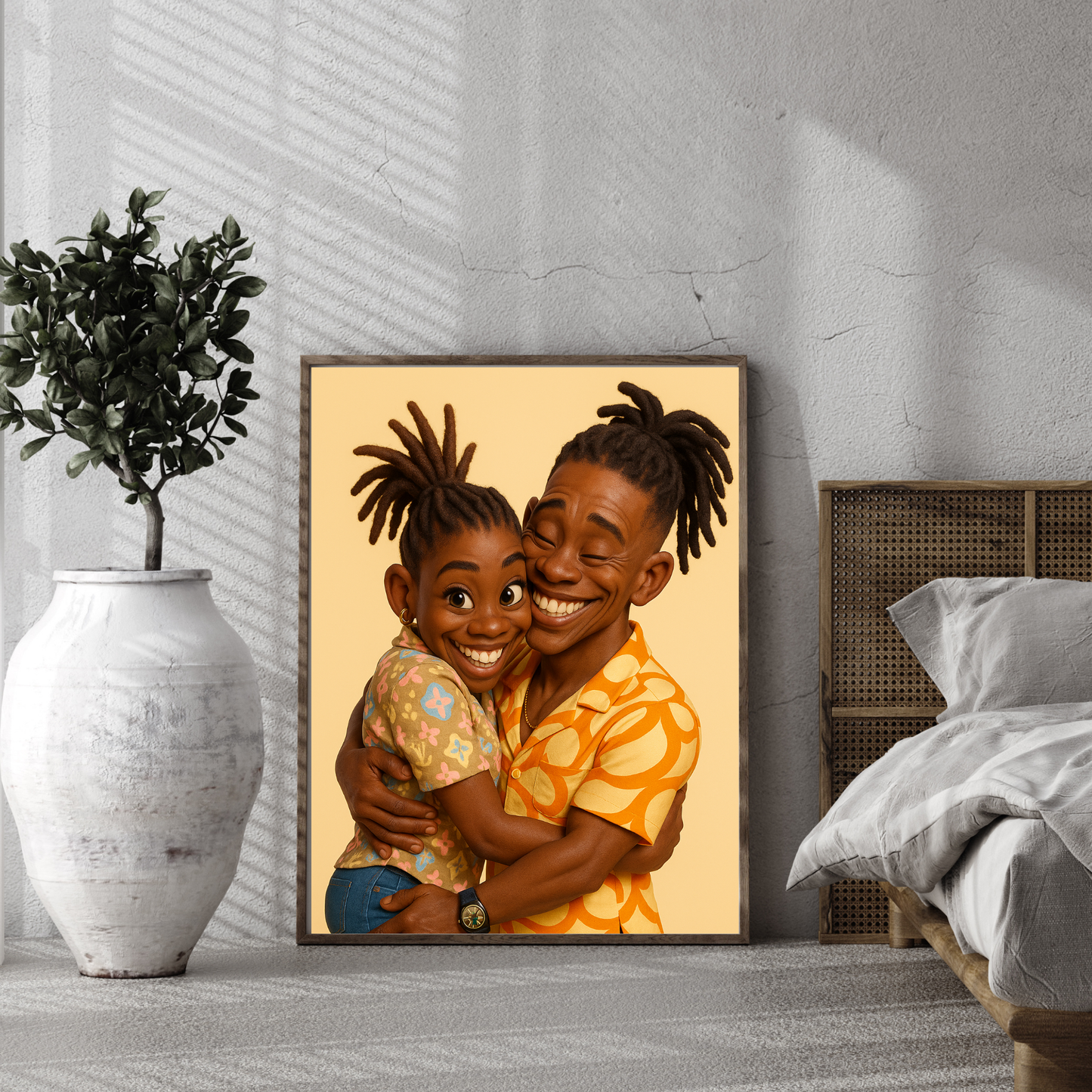 Personalized 3D Caricature Wooden Framed Poster
