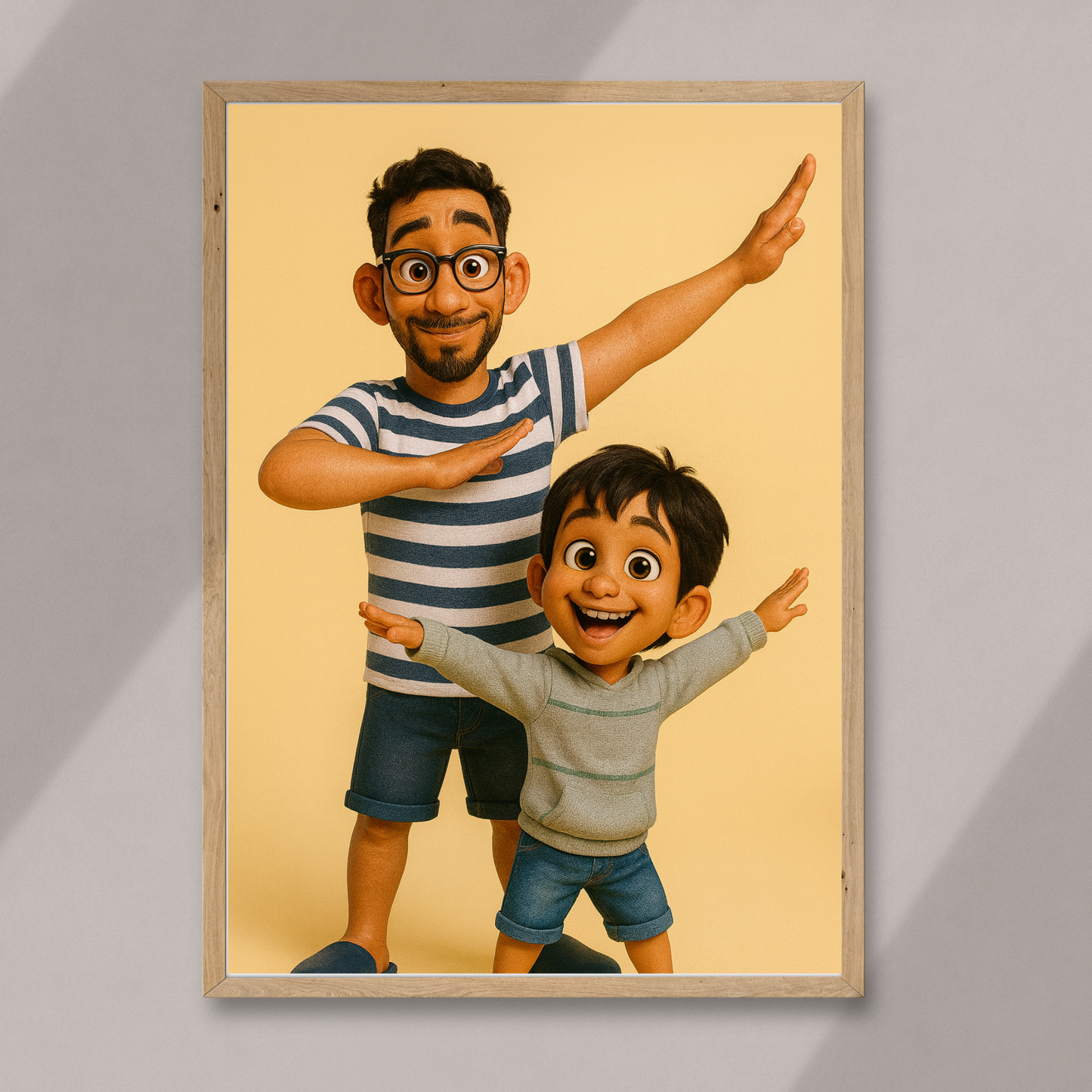 Personalized 3D Caricature Wooden Framed Poster