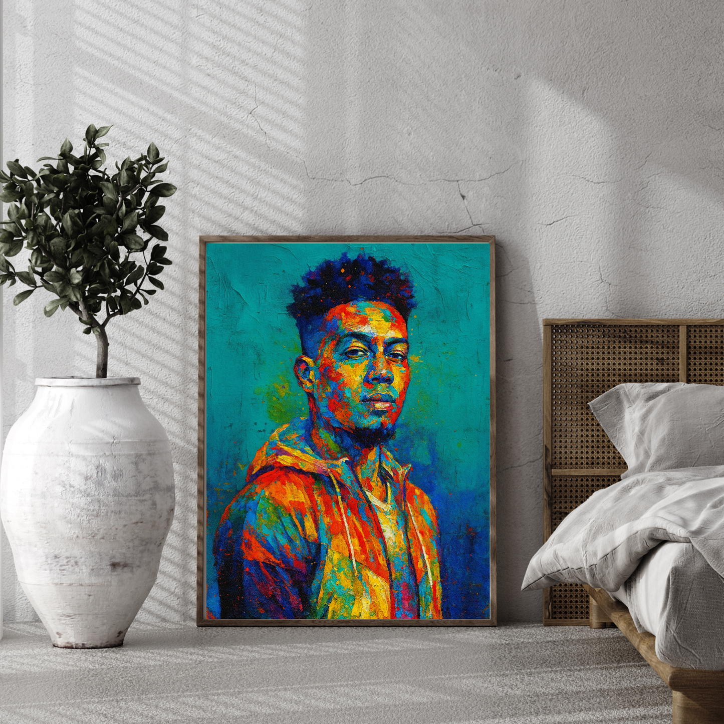 Personalized Abstract Portrait Wooden Framed Poster