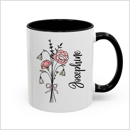 Personalized Birth Flower Coffee Mug for Birthday Mother Friends Christmas Gift