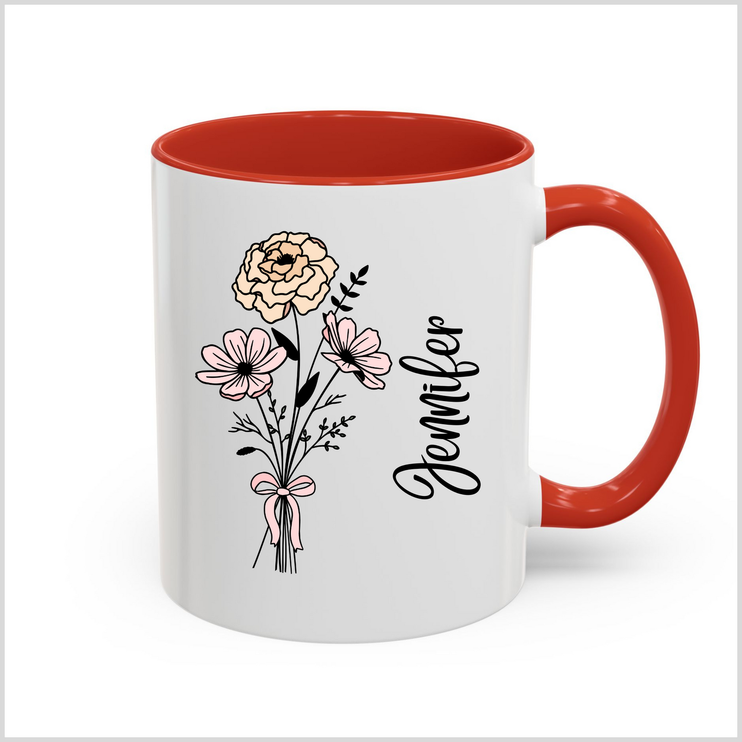 Personalized Birth Flower Coffee Mug for Birthday Mother Friends Christmas Gift