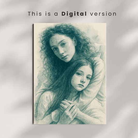 Personalized Sketch Portrait in Blue | Your Photo to Artwork