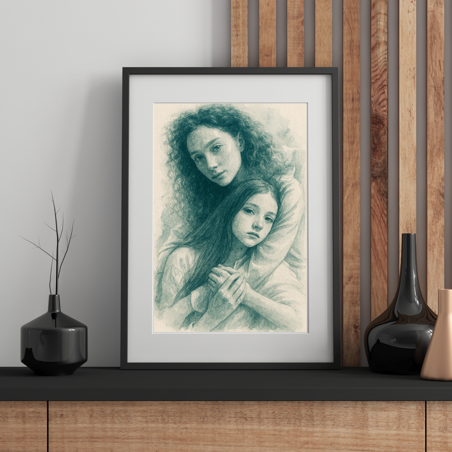 Personalized Sketch Portrait in Blue | Your Photo to Artwork