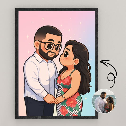 Personalized Chibi Art Wooden Framed Poster