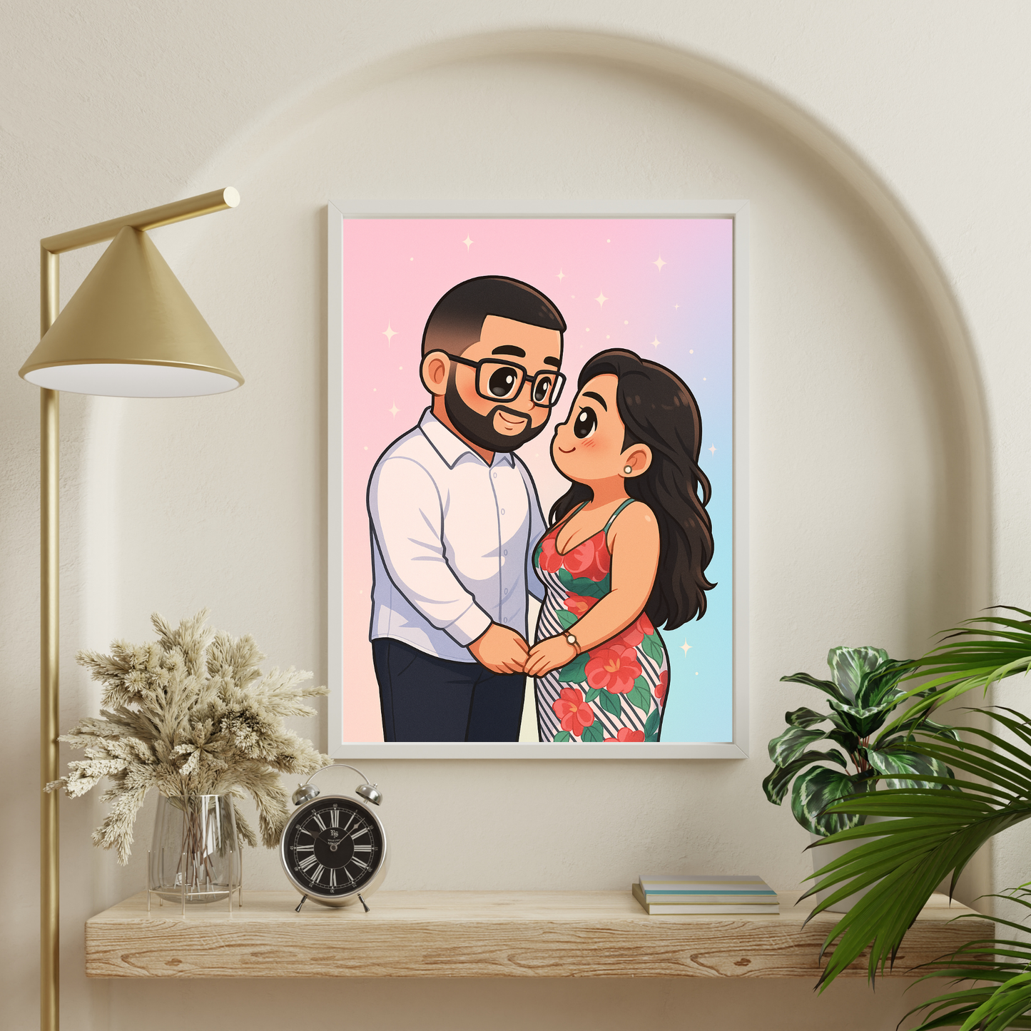 Personalized Chibi Art Wooden Framed Poster