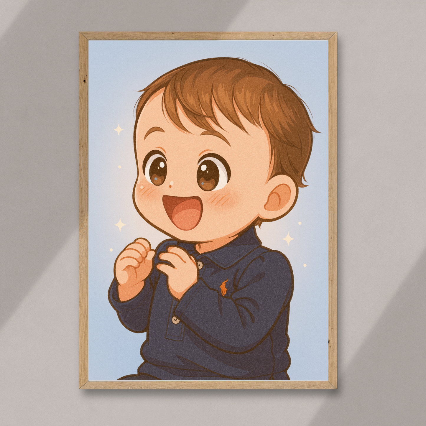 Personalized Chibi Art Wooden Framed Poster