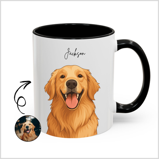 Personalized Digital Illustration Art Coffee Mug for Your Pet | Photo to Art