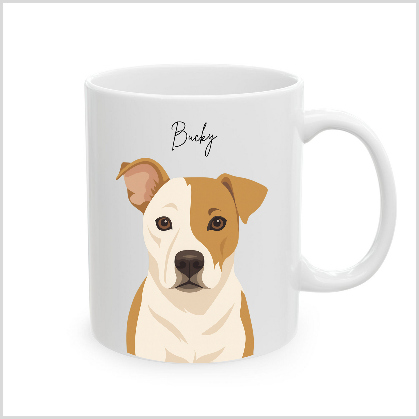 Personalized Digital Illustration Art White Coffee Mug for Your Pet | Photo to Art