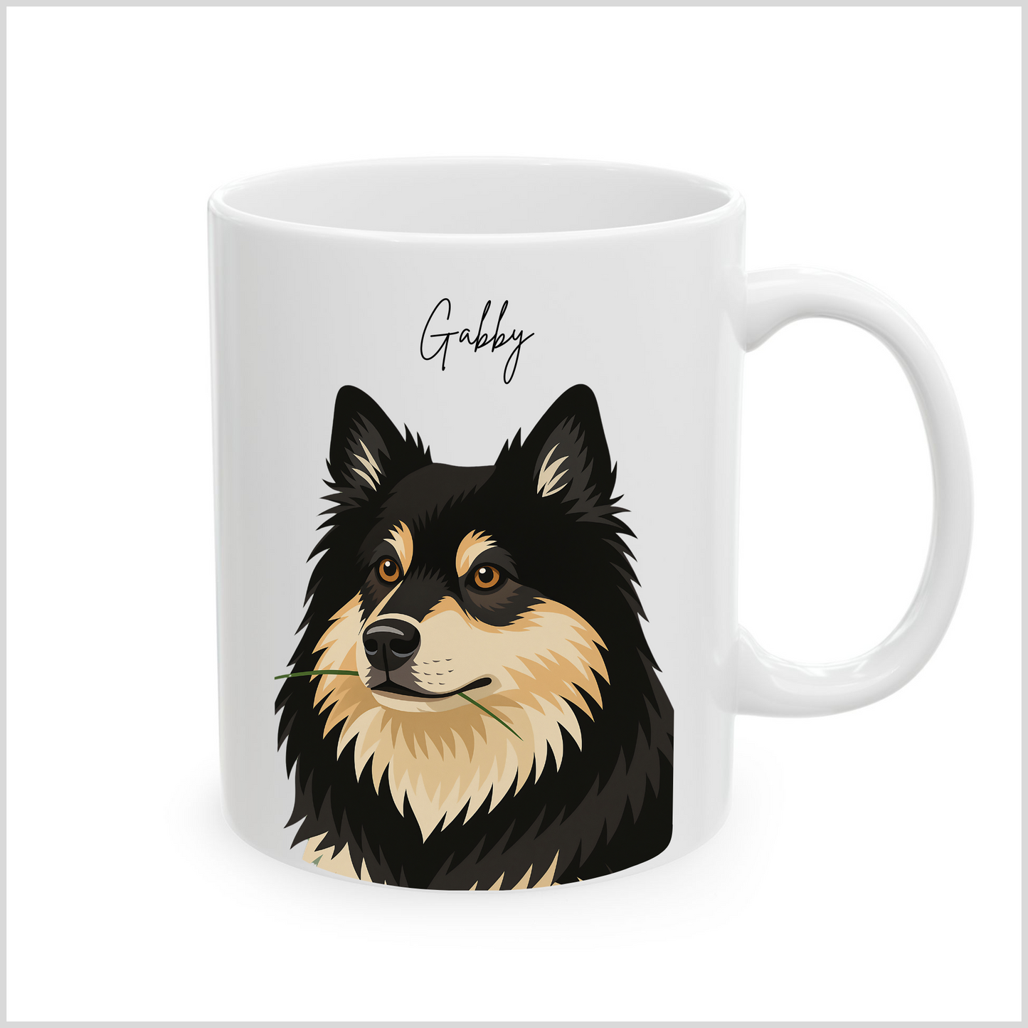 Personalized Digital Illustration Art White Coffee Mug for Your Pet | Photo to Art