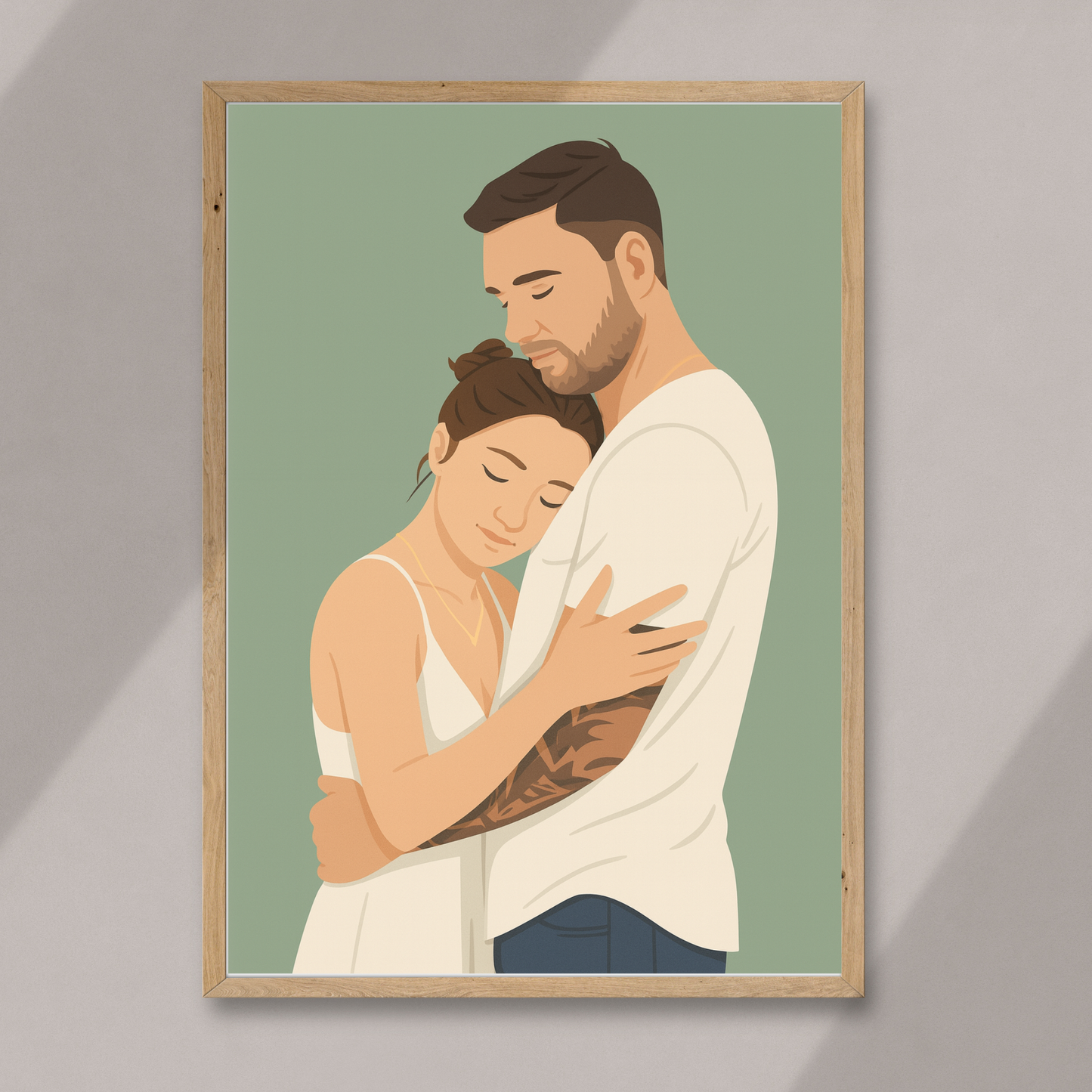 Personalized Digital Illustration Art Wooden Framed Poster