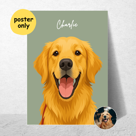 Personalized Digital Illustration Pet Portrait Poster | Photo to Art