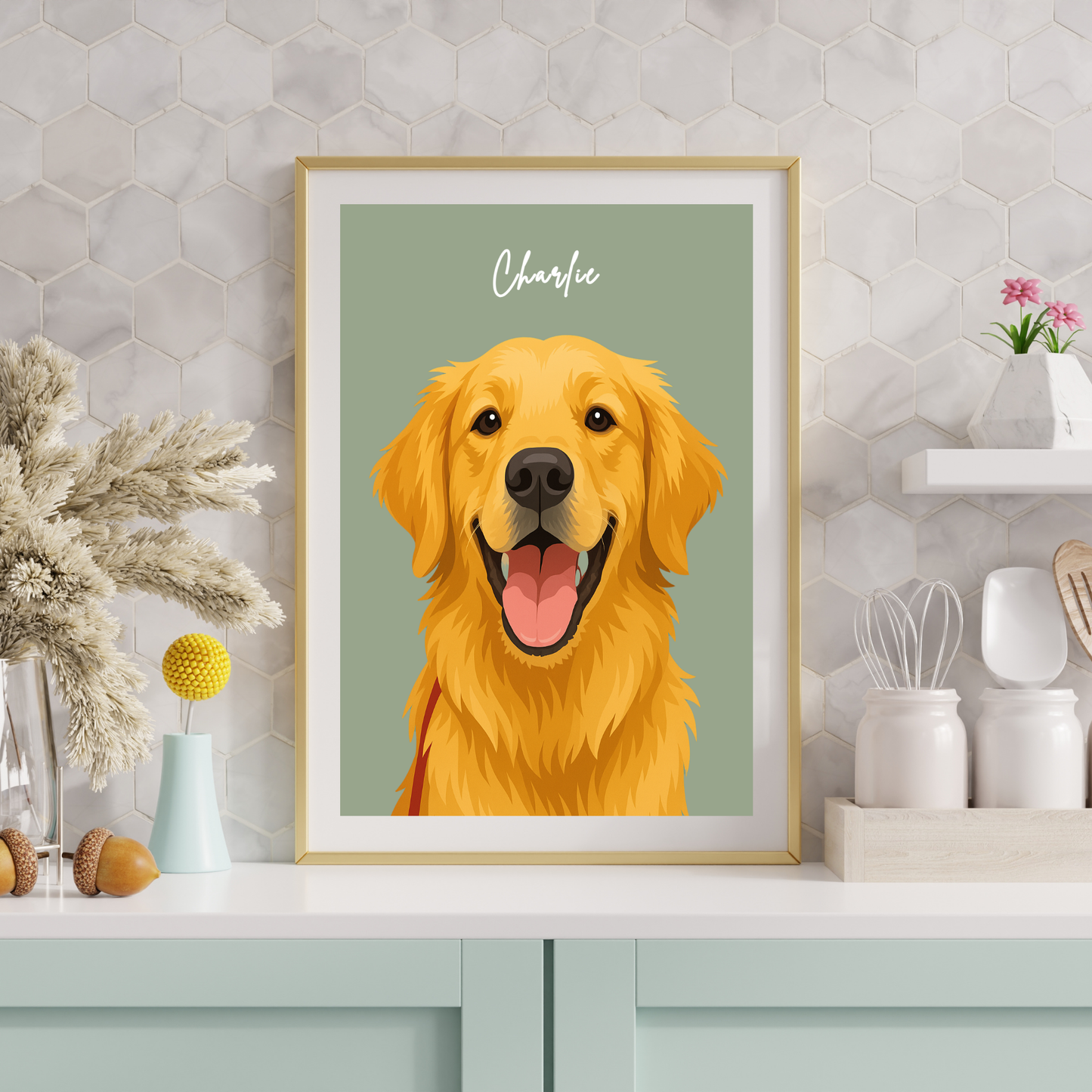 Personalized Digital Illustration Pet Portrait Poster | Photo to Art