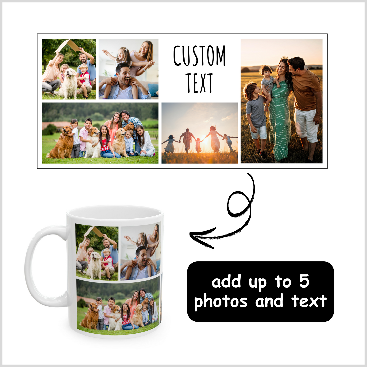 Personalized Photo Collage White Coffee Mug for Family Pictures