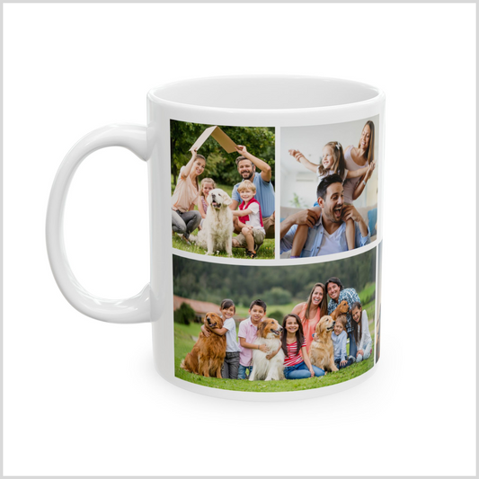 Personalized Photo Collage White Coffee Mug for Family Pictures