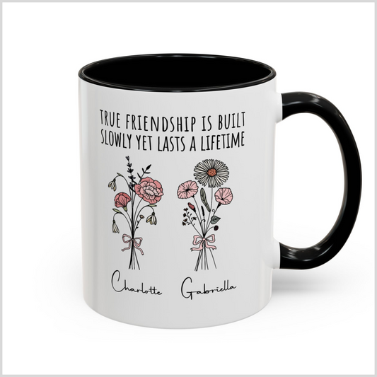 Personalized Friendship Birth Flower Mug for Boy and Girl Friends Gift
