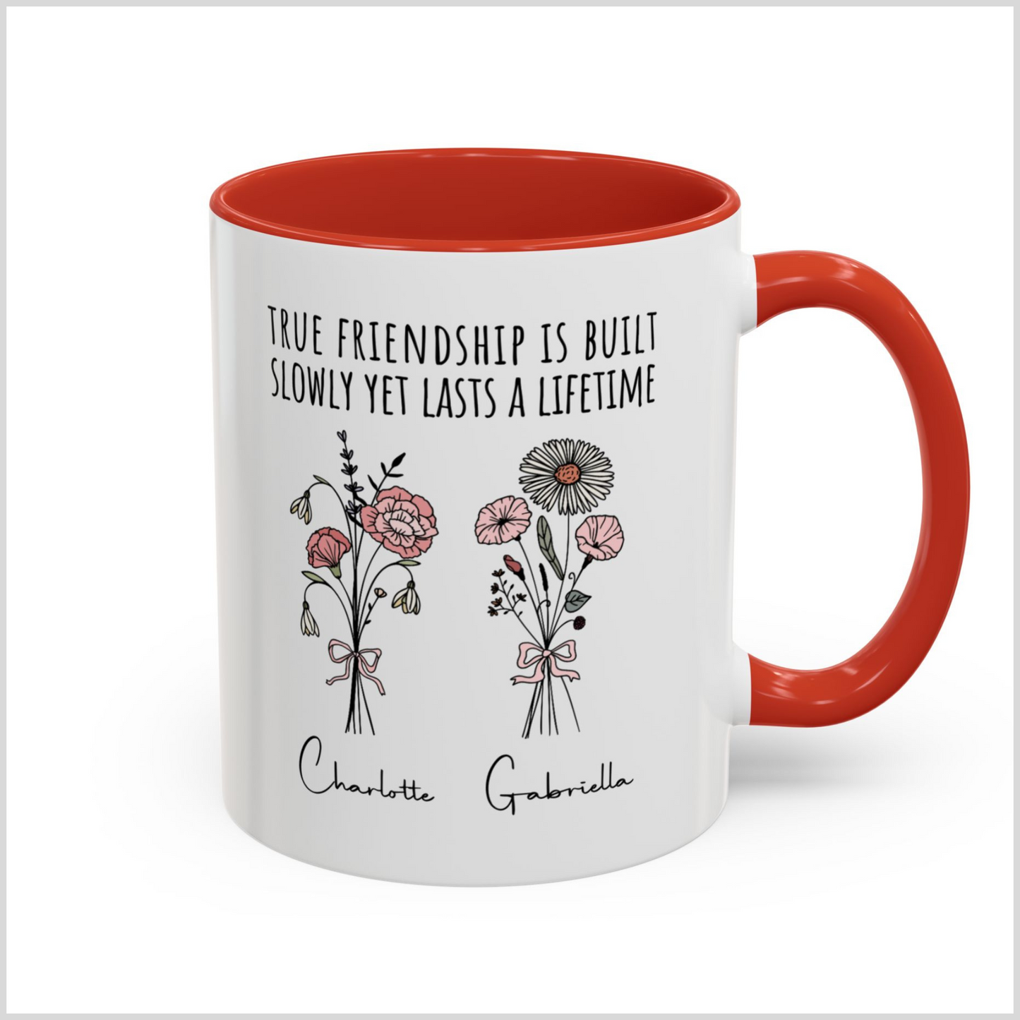Personalized Friendship Birth Flower Mug for Boy and Girl Friends Gift