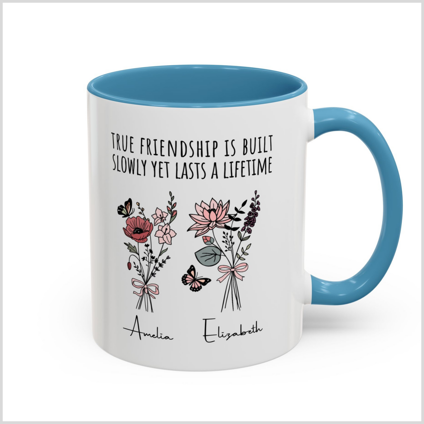 Personalized Friendship Birth Flower Mug for Boy and Girl Friends Gift
