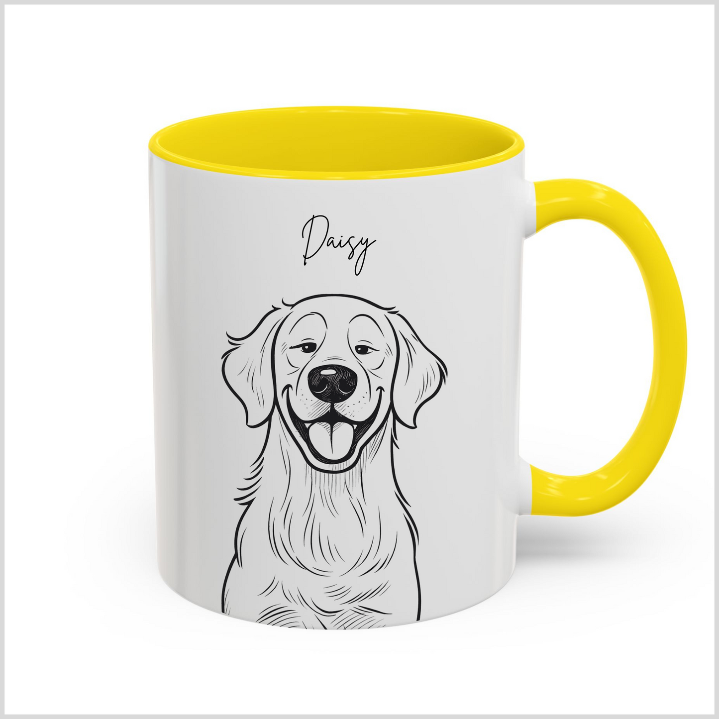 Personalized Caricature Line Art Coffee Mug for Your Pet | Photo to Art