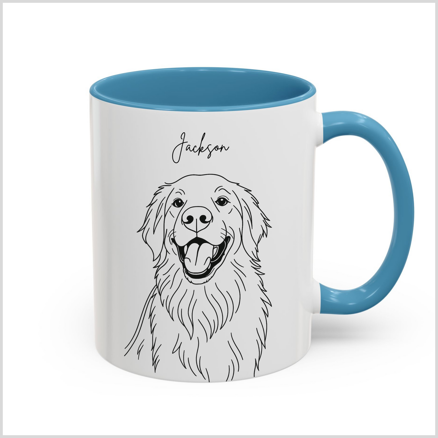 Personalized Caricature Line Art Coffee Mug for Your Pet | Photo to Art
