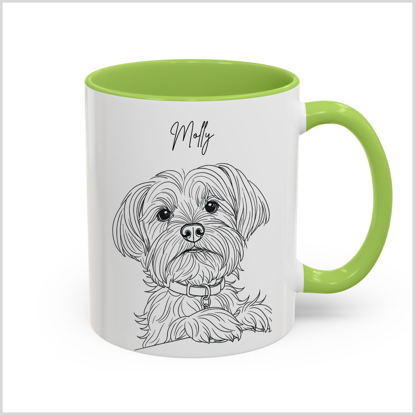 Personalized Caricature Line Art Coffee Mug for Your Pet | Photo to Art