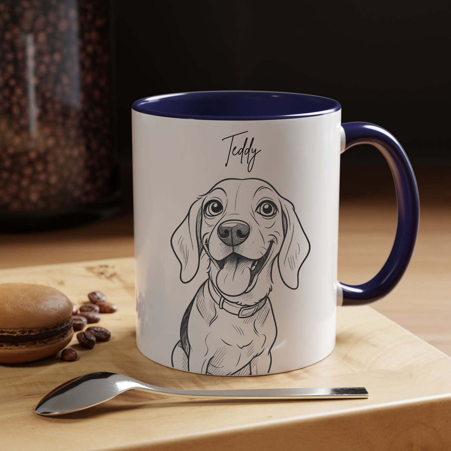 Personalized Caricature Line Art Coffee Mug for Your Pet | Photo to Art