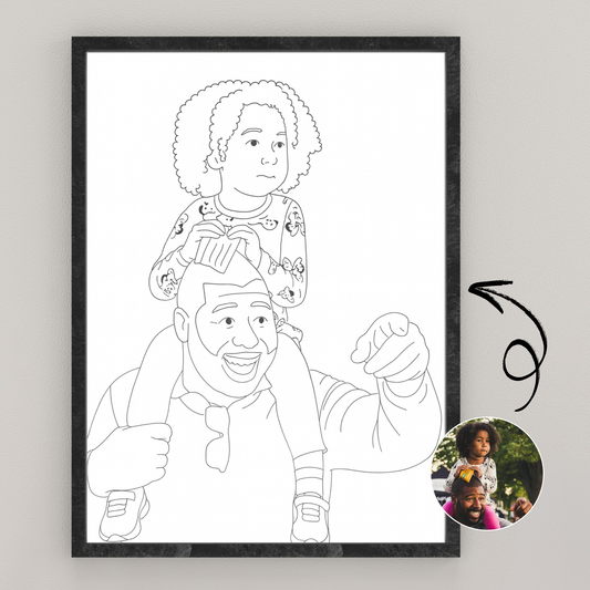 Personalized Family Line Art Wooden Framed Poster