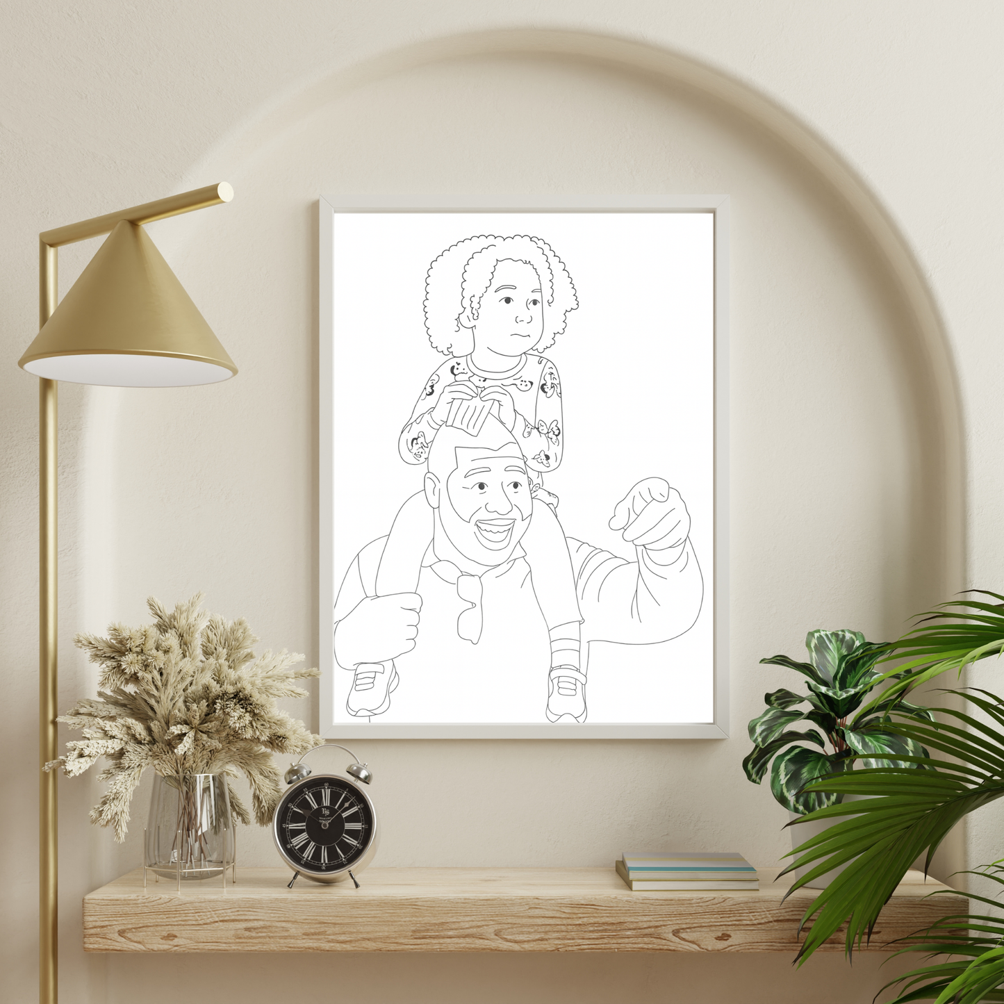 Personalized Family Line Art Wooden Framed Poster