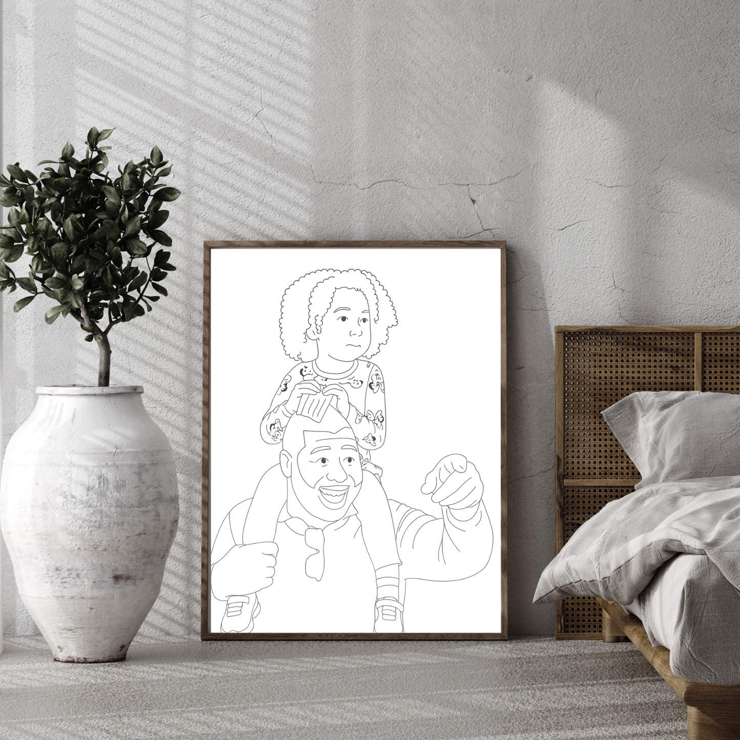 Personalized Family Line Art Wooden Framed Poster
