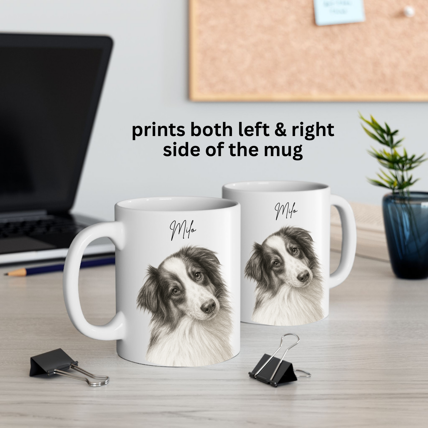Personalized Sketch Art White Coffee Mug for Your Pet | Photo to Art