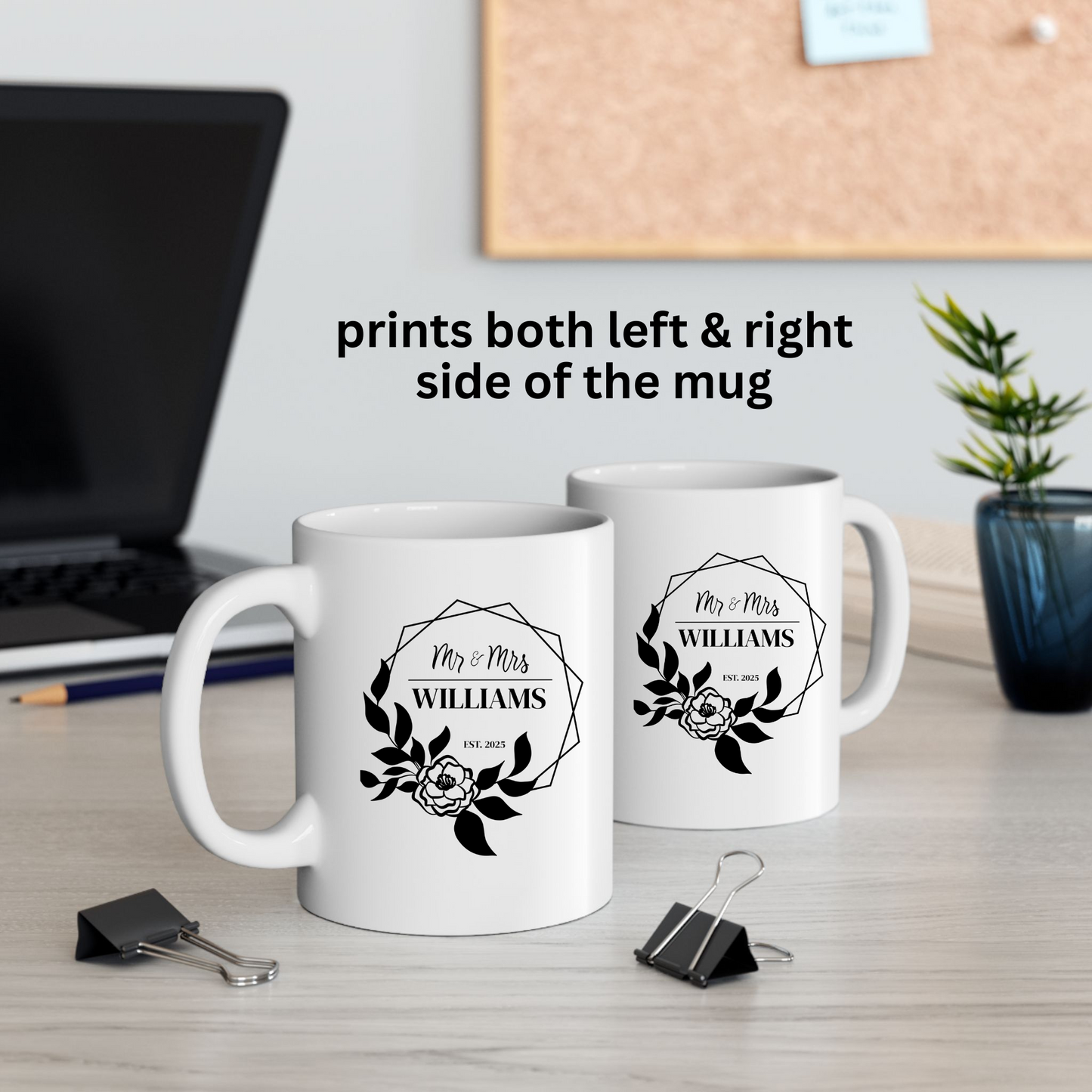 Personalized Name Initial Logo White Coffee Mug for Birthday Mother Couples Gift