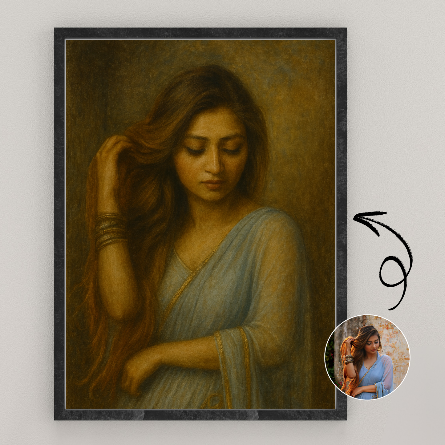Personalized Oil Painting Wooden Framed Poster