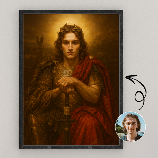 Personalized Royal King Portrait Wooden Framed Poster