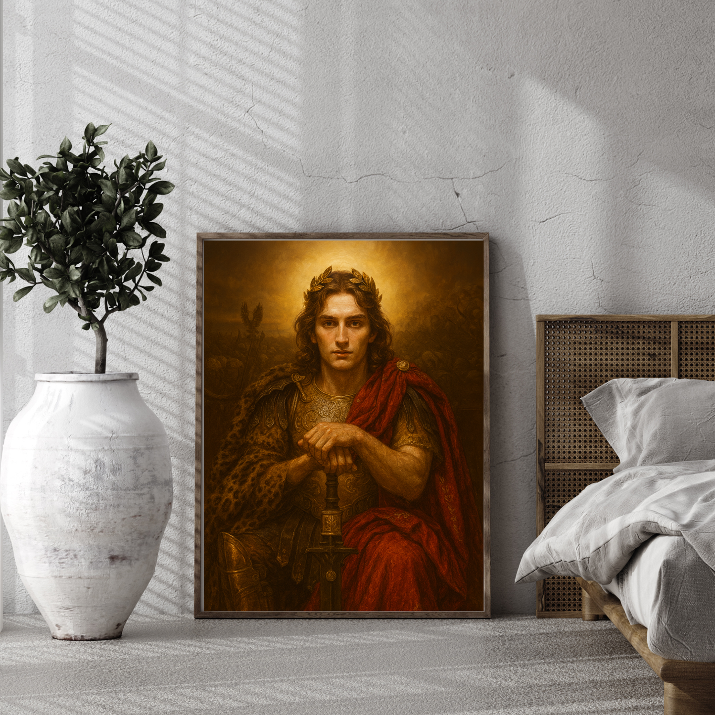 Personalized Royal King Portrait Wooden Framed Poster