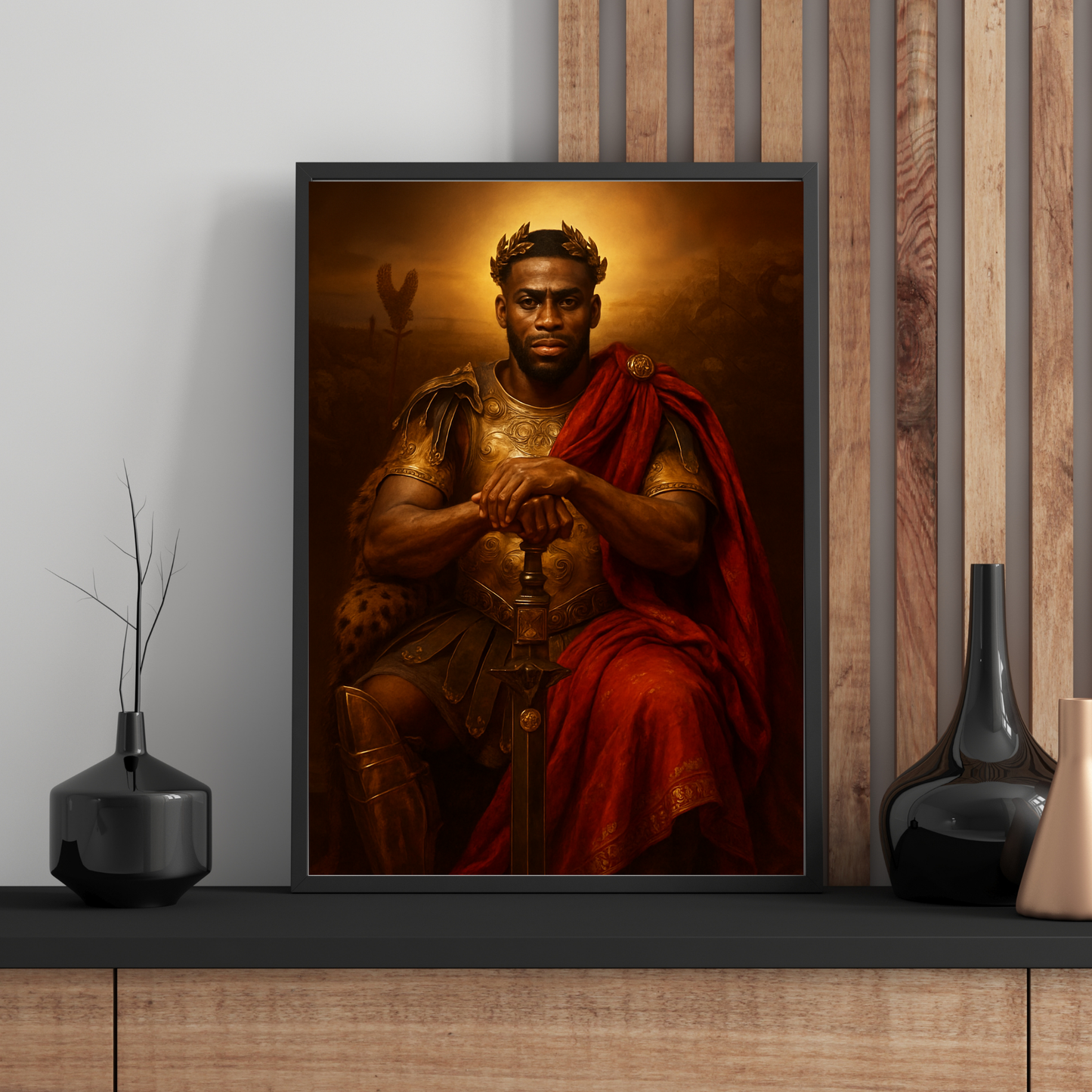 Personalized Royal King Portrait Wooden Framed Poster
