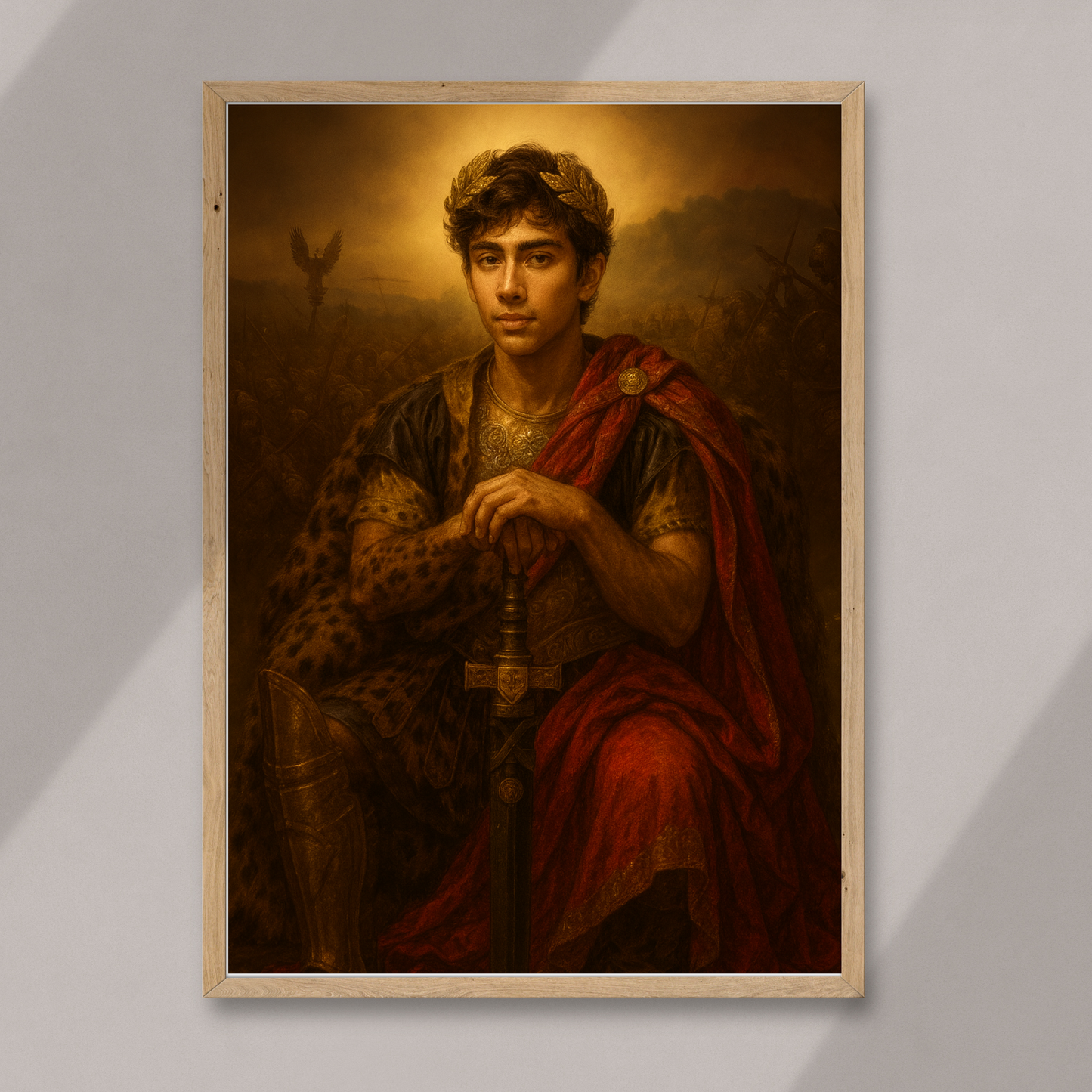 Personalized Royal King Portrait Wooden Framed Poster