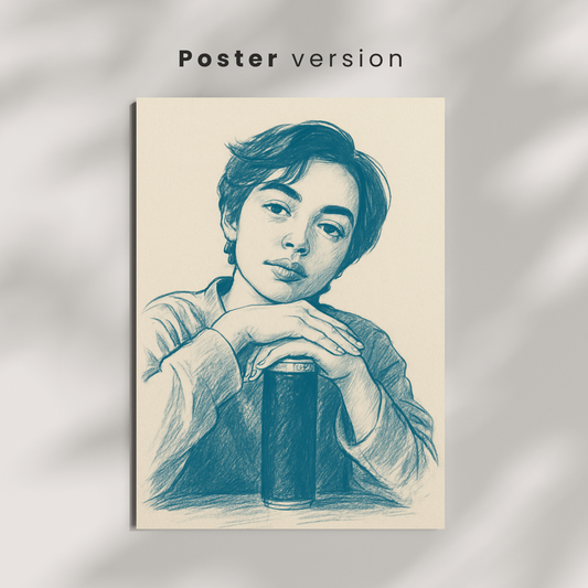 Personalized Sketch Portrait in Blue | Your Photo to Art