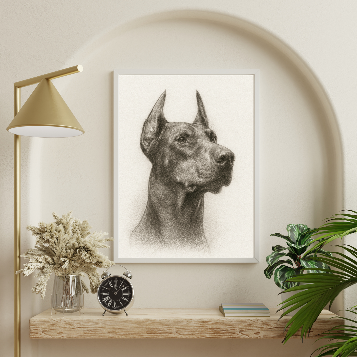 Personalized Sketch Art Pet Portrait | Wooden Framed Poster