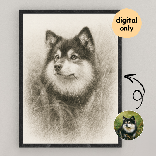 Personalized Sketch Art Pet Portrait | Digital Only