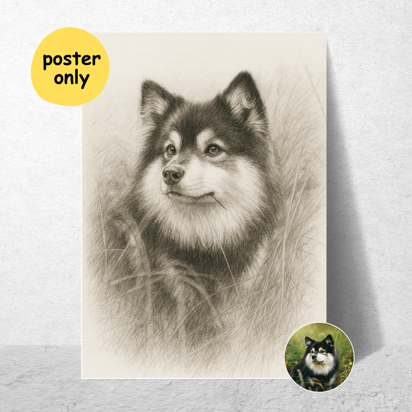 Personalized Sketch Art Pet Portrait Poster | Photo to Art